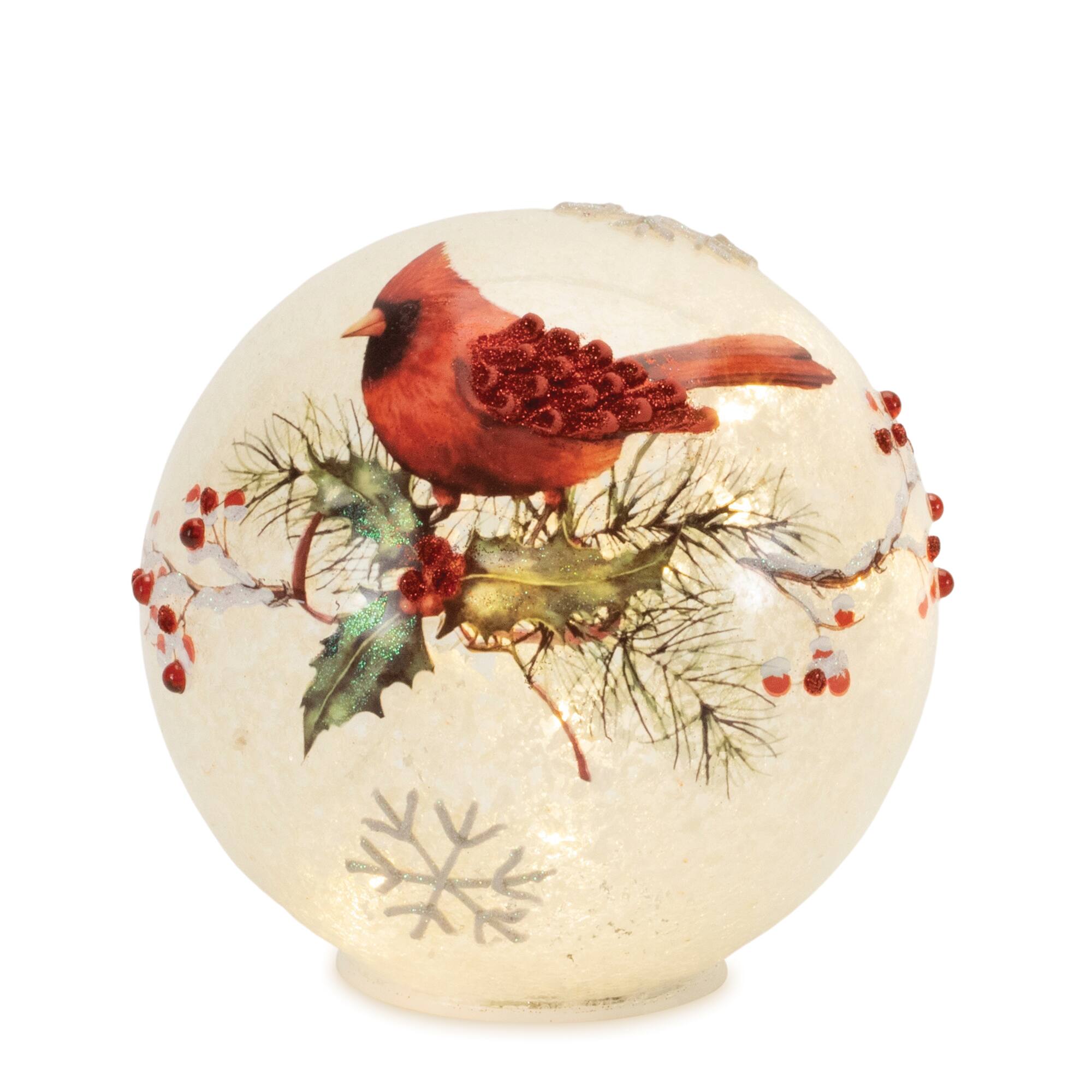 LED Frosted Cardinal Berry Globes Set